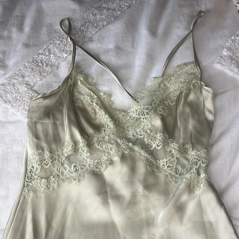 Sink green with lace princess Polly dress
